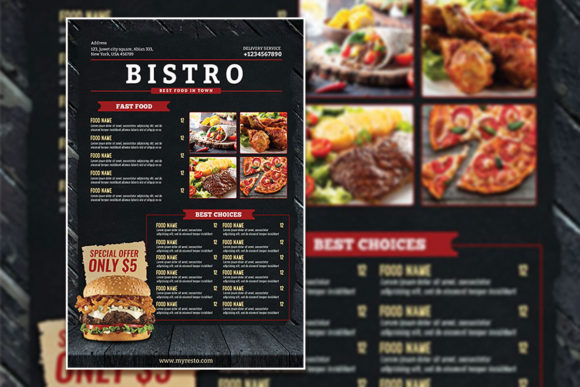 Download A4 Black Bistro Menu Template - Premium Resources